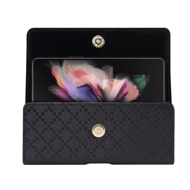 For Samsung Galaxy Z Fold3 5G Checkered Texture Waist Hanging Phone Case(Black)