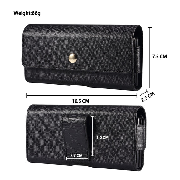 For Samsung Galaxy Z Fold3 5G Checkered Texture Waist Hanging Phone Case(Black)
