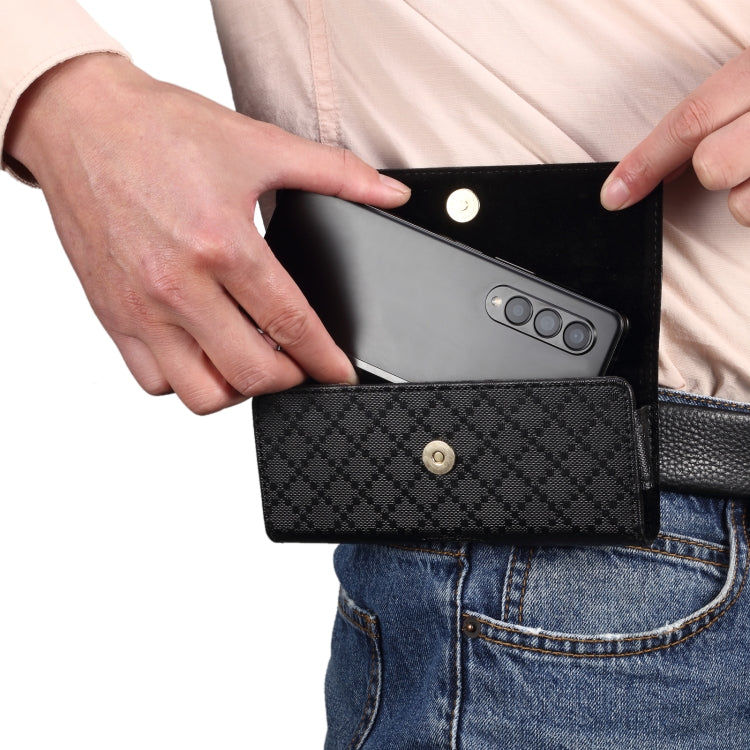 For Samsung Galaxy Z Fold3 5G Checkered Texture Waist Hanging Phone Case(Black)