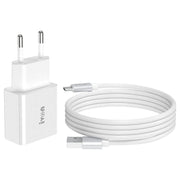 IVON AD-35 2 in 1 18W QC3.0 USB Port Travel Charger + 1m USB to Micro USB Data Cable Set, EU Plug(White)