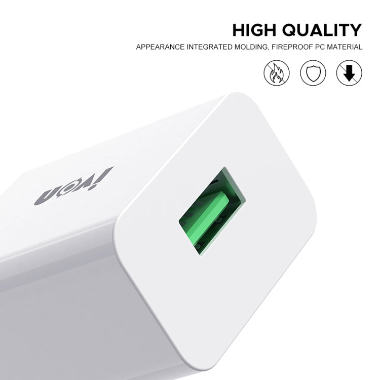 IVON AD-35 2 in 1 18W QC3.0 USB Port Travel Charger + 1m USB to Micro USB Data Cable Set, EU Plug(White)