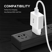 IVON AD-35 2 in 1 18W QC3.0 USB Port Travel Charger + 1m USB to Micro USB Data Cable Set, EU Plug(White)