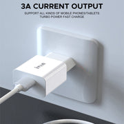 IVON AD-35 2 in 1 18W QC3.0 USB Port Travel Charger + 1m USB to Micro USB Data Cable Set, US Plug(White)