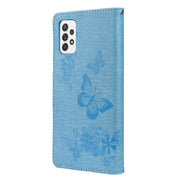 For Samsung Galaxy A23 5G Butterfly Embossed Horizontal Flip Leather Phone Case with Card Slot & Holder(Blue)