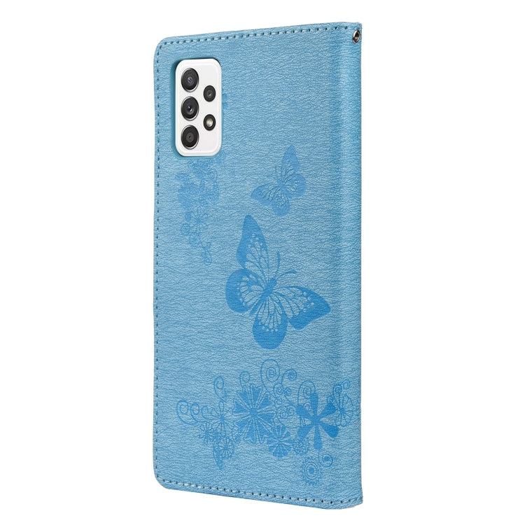 For Samsung Galaxy A23 5G Butterfly Embossed Horizontal Flip Leather Phone Case with Card Slot & Holder(Blue)