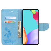 For Samsung Galaxy A23 5G Butterfly Embossed Horizontal Flip Leather Phone Case with Card Slot & Holder(Blue)