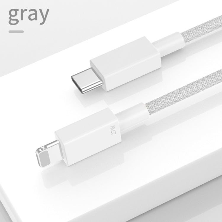 27W PD USB-C / Type-C to 8 Pin Fast Charging Braided Data Cable, Cable Length: 1m(Grey)