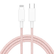 27W PD USB-C / Type-C to 8 Pin Fast Charging Braided Data Cable, Cable Length: 1m(Pink)