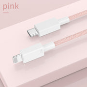 27W PD USB-C / Type-C to 8 Pin Fast Charging Braided Data Cable, Cable Length: 1m(Pink)