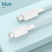 27W PD USB-C / Type-C to 8 Pin Fast Charging Braided Data Cable, Cable Length: 1m(Blue)