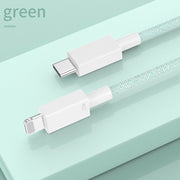 27W PD USB-C / Type-C to 8 Pin Fast Charging Braided Data Cable, Cable Length: 1m(Green)