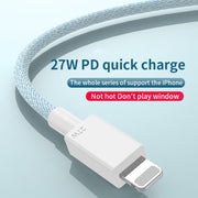 27W PD USB-C / Type-C to 8 Pin Fast Charging Braided Data Cable, Cable Length: 1m(Grey)