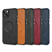 For iPhone 13 Crazy Horse Cowhide Leather Magnetic Phone Case(Blue)