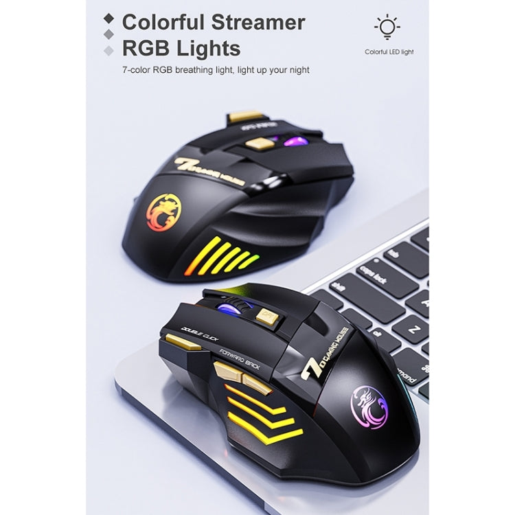 iMICE GW-X7 2.4G + Bluetooth Dual Mode 7-button Silent Rechargeable Wireless Gaming Mouse with Colorful RGB Lights(Black)