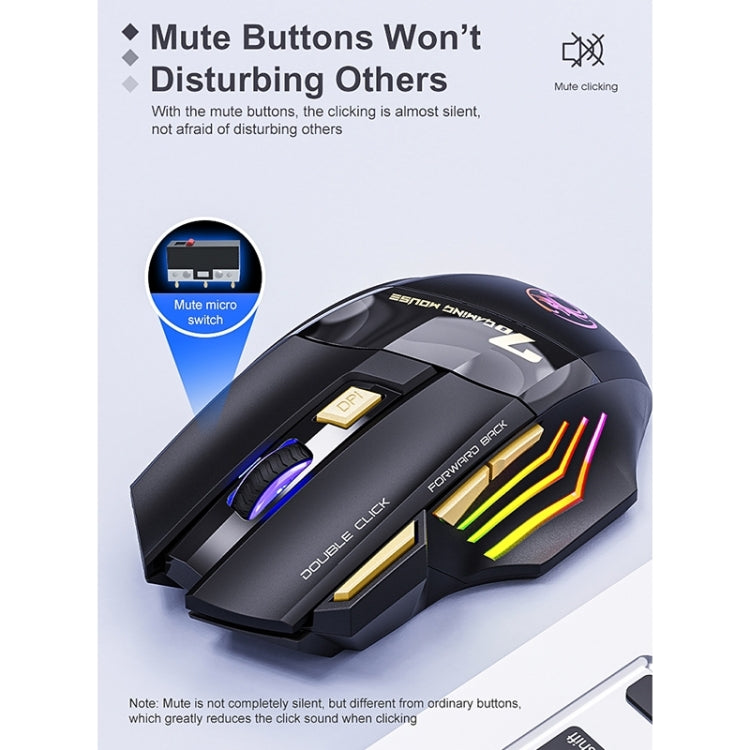 iMICE GW-X7 2.4G + Bluetooth Dual Mode 7-button Silent Rechargeable Wireless Gaming Mouse with Colorful RGB Lights(Black)