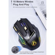 iMICE GW-X7 2.4G + Bluetooth Dual Mode 7-button Silent Rechargeable Wireless Gaming Mouse with Colorful RGB Lights(Black)