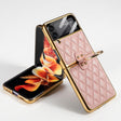 For Samsung Galaxy Z Flip3 5G GKK Integrated Plating + Leather Phone Case with Ring(Pink) - free shipping - PMC TechLife - Order now!