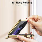 For Samsung Galaxy Z Flip3 5G GKK Integrated Plating + Leather Phone Case with Ring(Black)