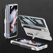 For Samsung Galaxy Z Fold3 5G GKK Integrated Magnetic Full Coverage Phone Flip Case with Pen Slot(Silver)