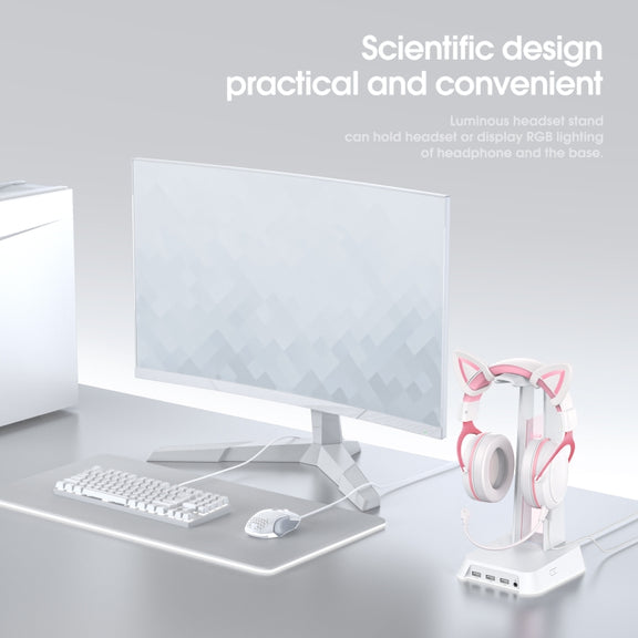 ONIKUMA ST-2 RGB Lighting Headset Holder Stand(White)