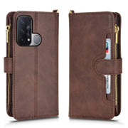 For OPPO Reno5 A Litchi Texture Zipper Leather Phone Case(Brown)