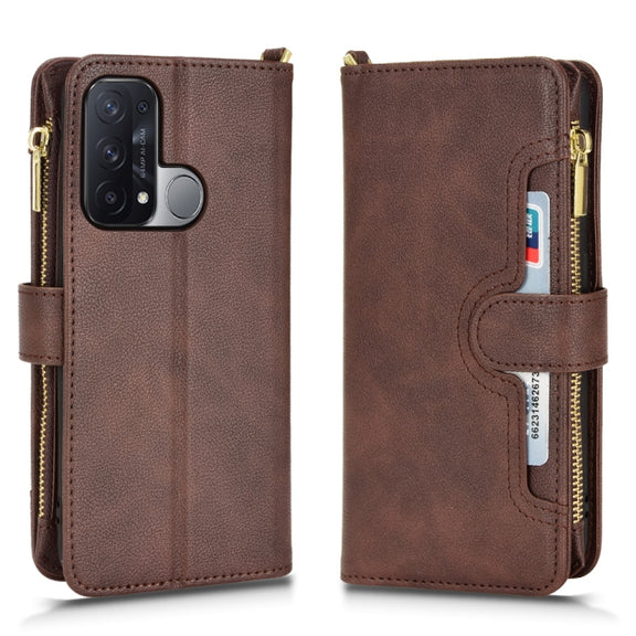 For OPPO Reno5 A Litchi Texture Zipper Leather Phone Case(Brown)