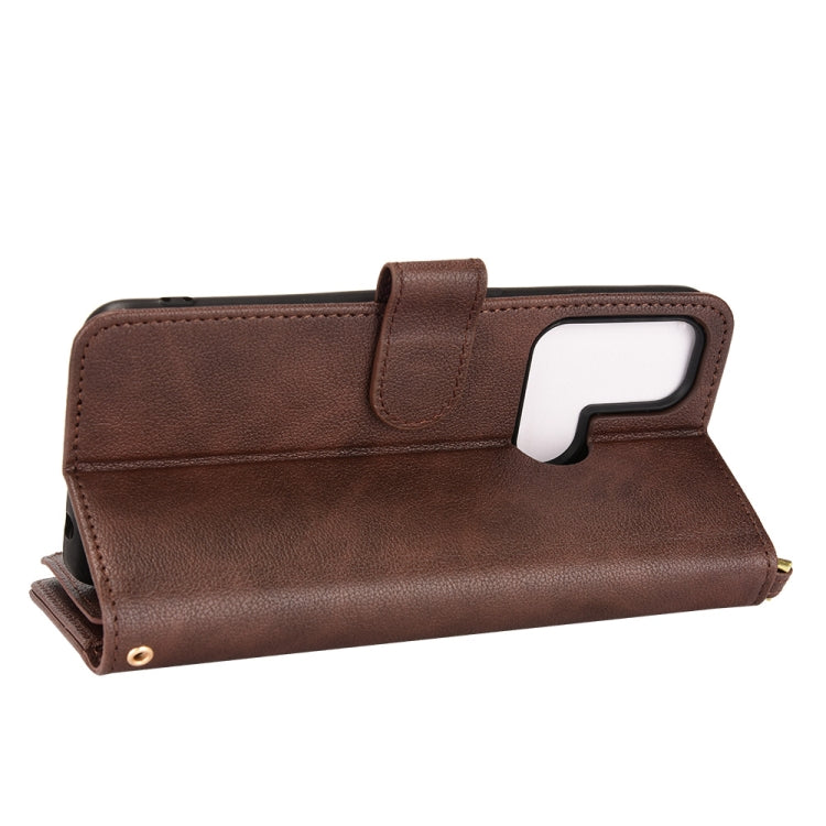 For OPPO Reno5 A Litchi Texture Zipper Leather Phone Case(Brown)