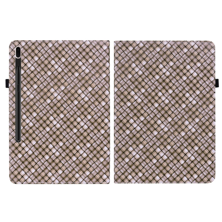 For Samsung Galaxy Tab S8+ / Tab S7+ Color Weave Texture Flip Leather Tablet Case with Holder(Brown)