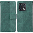 For OnePlus 10 Pro 5G Geometric Embossed Leather Phone Case(Green) - OnePlus Cases by PMC TechLife | Online Shopping South Africa | PMC TechLife | Buy Now Pay Later Mobicred