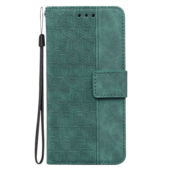 For OnePlus 10 Pro 5G Geometric Embossed Leather Phone Case(Green)