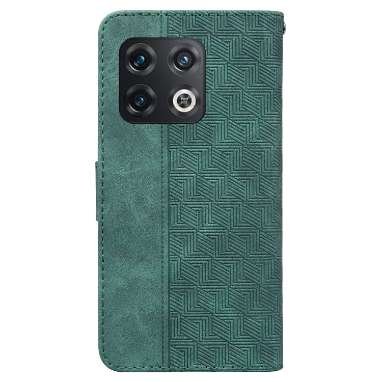 For OnePlus 10 Pro 5G Geometric Embossed Leather Phone Case(Green)
