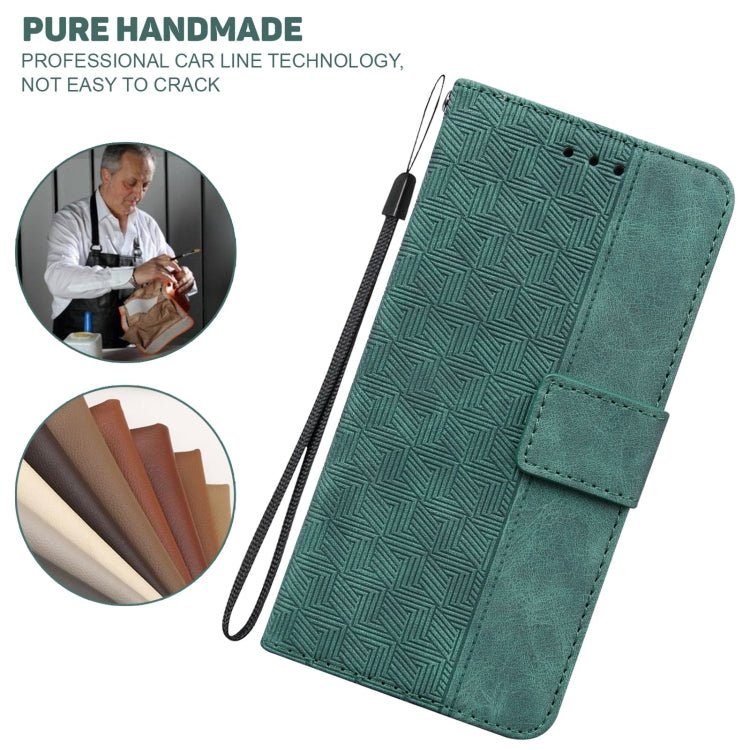 For OnePlus 10 Pro 5G Geometric Embossed Leather Phone Case(Green)