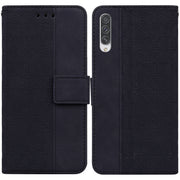 For Samsung Galaxy A70 / A70s Geometric Embossed Leather Phone Case(Black)