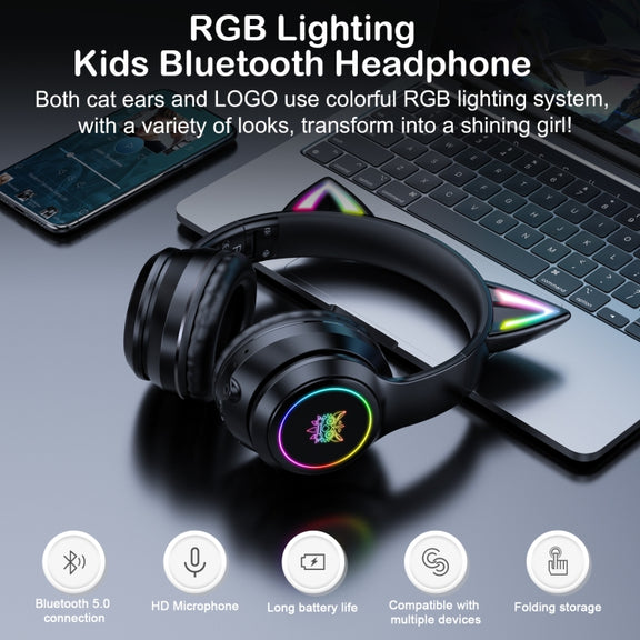 ONIKUMA B90 RGB Lighting Wireless Bluetooth Headphone(Black)