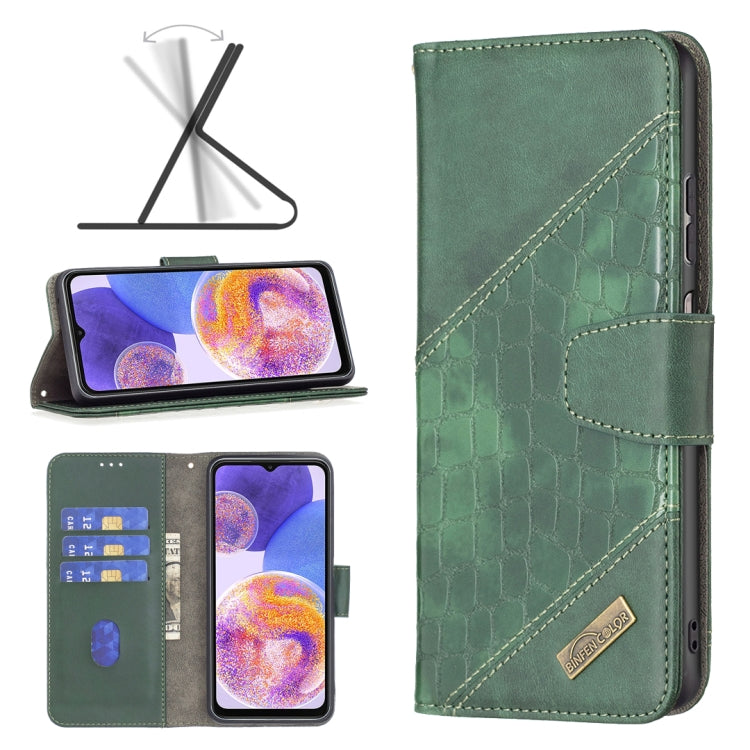 For Samsung Galaxy A23 5G Matching Color Crocodile Texture Leather Phone Case(Green)