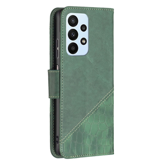 For Samsung Galaxy A23 5G Matching Color Crocodile Texture Leather Phone Case(Green)