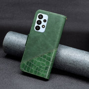 For Samsung Galaxy A23 5G Matching Color Crocodile Texture Leather Phone Case(Green)