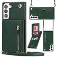 For Samsung Galaxy S21 FE 5G Cross-body Square Zipper Card Holder Bag Phone Case(Green) - Galaxy Phone Cases by PMC TechLife | Online Shopping South Africa | PMC TechLife