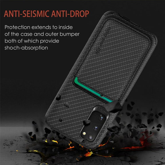 For Samsung Galaxy S20 Carbon Fiber Leather Card Magsafe Phone Case(Black)