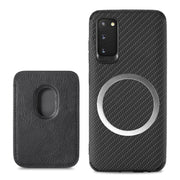 For Samsung Galaxy S20 Carbon Fiber Leather Card Magsafe Phone Case(Black)