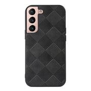 For Samsung Galaxy S22+ 5G Weave Plaid PU Phone Case(Black)