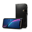 For iPhone XR Denior Oil Wax Cowhide Magnetic Button Horizontal Flip Leather Case with Card Slots & Wallet(Black) - free shipping - PMC TechLife - Order now!