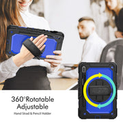 For Samsung Galaxy Tab S8 11 inch SM-X700 Silicone + PC Tablet Case with Shoulder Strap(Black+Dark Blue)