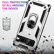 For Google Pixel 7 Pro Shockproof TPU + PC Protective Case with 360 Degree Rotating Holder(Silver)