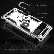 For Google Pixel 7 Pro Shockproof TPU + PC Protective Case with 360 Degree Rotating Holder(Silver)