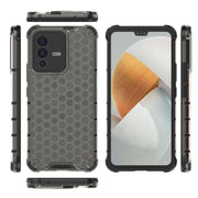 For vivo S12 / V23 5G Shockproof Honeycomb PC + TPU Phone Case(Black)