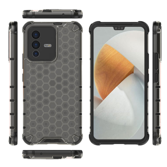 For vivo S12 / V23 5G Shockproof Honeycomb PC + TPU Phone Case(Black)