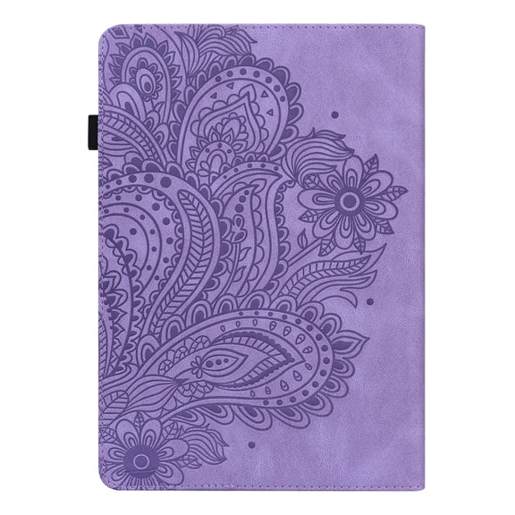 For Amazon Kindle Parperwhite 5 2021 11th Gen. Peacock Embossed Pattern Leather Tablet Case(Purple)