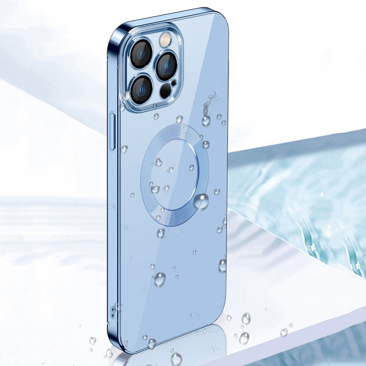For iPhone 13 Pro Max 9D Electroplated Edge Lens Film Clear PC + TPU Shockproof Case (Alpine Green)