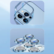 For iPhone 13 Pro Max 9D Electroplated Edge Lens Film Clear PC + TPU Shockproof Case (Alpine Green)